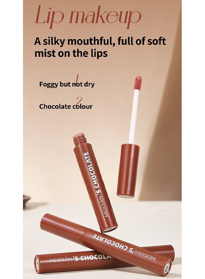 Meidián Chocolate Lips Glaze, Long Lasting Waterproof Smooth Matte Finish Chocolate Lips Glaze, Lip Color Nourishing Smooth Lipstick  #03 - Image 2