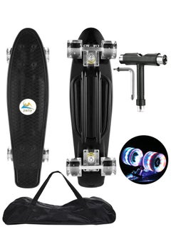 Penny Skateboards 22" Pany SkateBoard PU Flash Wheels Fish Shape With Carry Bag & Tool, Black  - Image 1