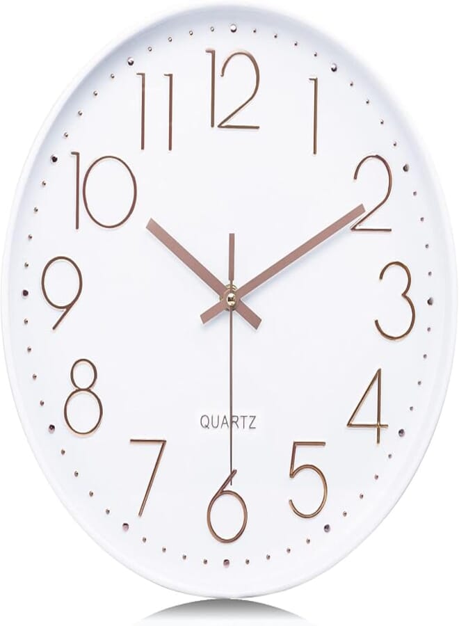 Lafocuse 12 Inch 3D Numbers Rose Gold Wall Clock for Living Room Decor, Modern Wall Clock Kitchen Battery Operated Silent Non-Ticking Bedroom Home
