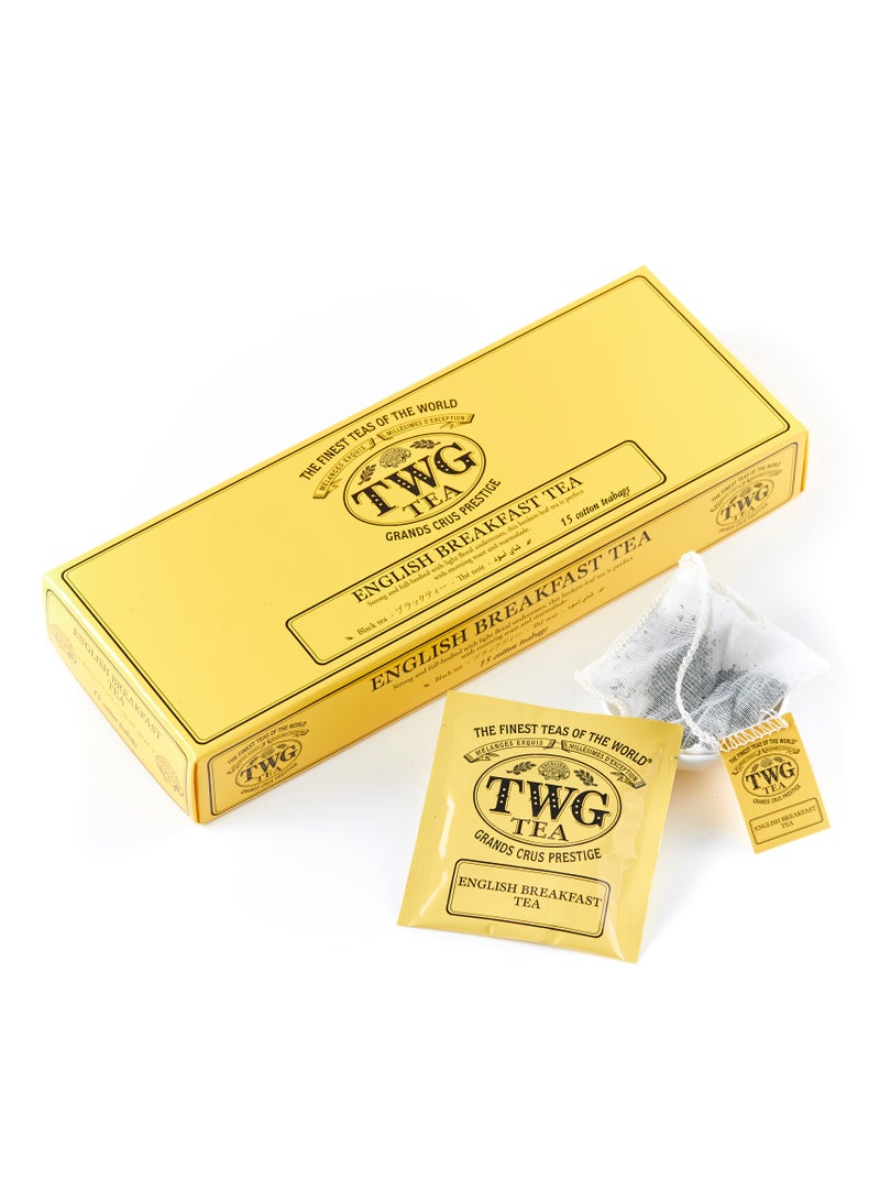 TWG Tea English Breakfast Tea | Black Tea | Floral Undertones | 15 Hand Sewn Cotton Teabags | Gift Set - Image 1