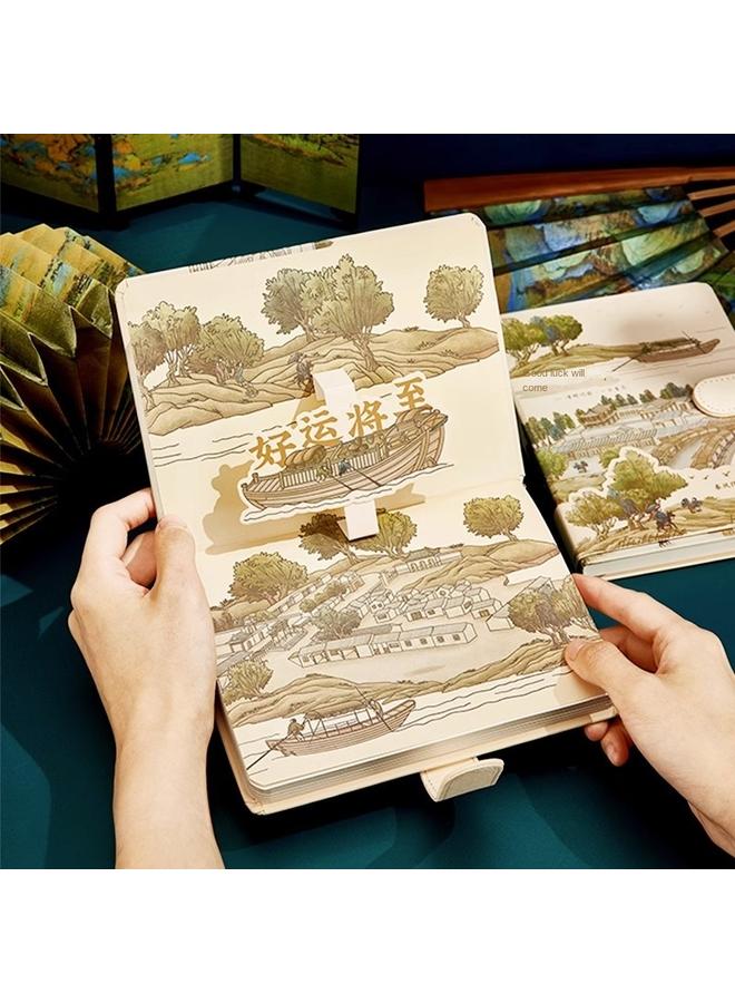 Bluejw Qianli Jiangshan Antique Notebook Handbook Suit Gift Box National Tide Chinese Style Retro Simple Conference Business - Image 5