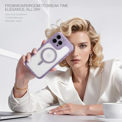 ORIbox Seralyn Series for iPhone 16 Pro Max Case - MagSafe Compatible, Triple-Layer Shockproof Protection, Crystal-Clear Back with Elegant Matte Frame(6.9", Mauve Twilight) - Image 5