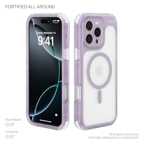 ORIbox Seralyn Series for iPhone 16 Pro Max Case - MagSafe Compatible, Triple-Layer Shockproof Protection, Crystal-Clear Back with Elegant Matte Frame(6.9", Mauve Twilight) - Image 4