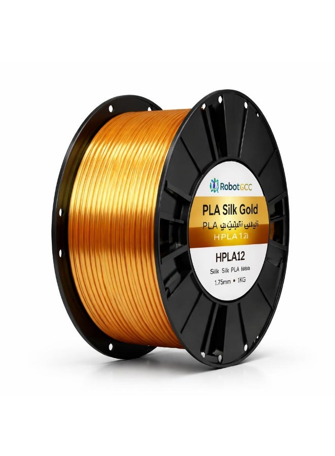 robotgcc PLA Silk Gold 1.75mm 3D Printer Filament – Premium Metallic Silk Gold PLA for FDM Printing, Smooth Extrusion, High Precision Dimensional Accuracy, Low Warping, Strong Layer Adhesion, Glossy Shine Finish Biodegradable Material for Decorative Models, Cosplay Props, Engineering Prototypes, Artistic Designs, DIY Creative Projects - Image 2