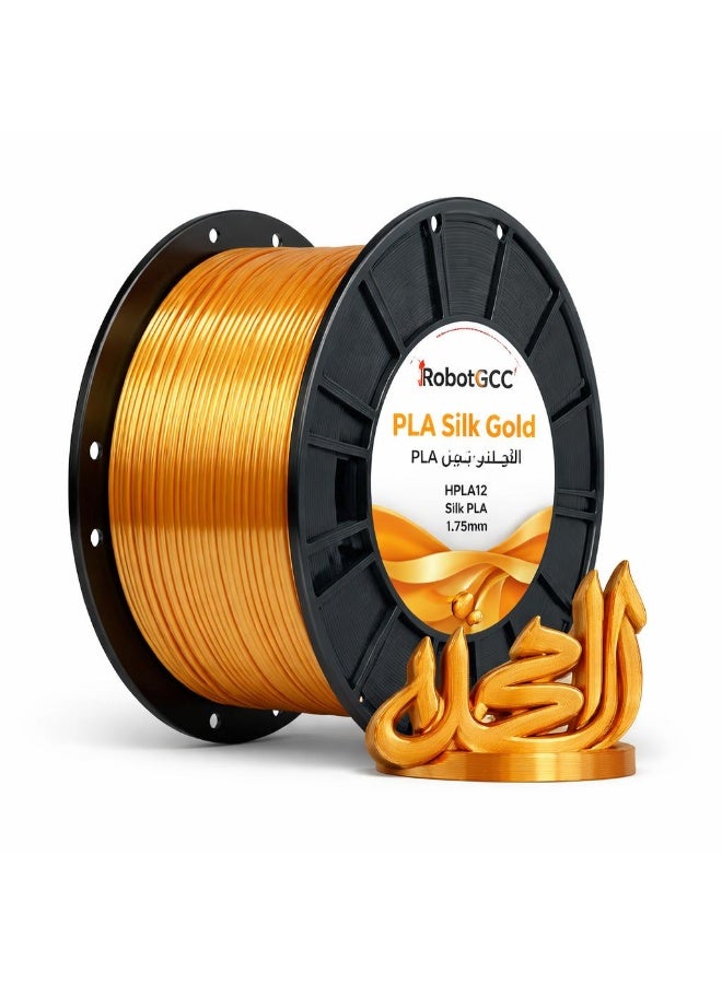 robotgcc PLA Silk Gold 1.75mm 3D Printer Filament – Premium Metallic Silk Gold PLA for FDM Printing, Smooth Extrusion, High Precision Dimensional Accuracy, Low Warping, Strong Layer Adhesion, Glossy Shine Finish Biodegradable Material for Decorative Models, Cosplay Props, Engineering Prototypes, Artistic Designs, DIY Creative Projects - Image 1