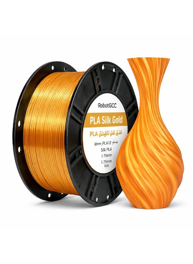 robotgcc PLA Silk Gold 1.75mm 3D Printer Filament – Premium Metallic Silk Gold PLA for FDM Printing, Smooth Extrusion, High Precision Dimensional Accuracy, Low Warping, Strong Layer Adhesion, Glossy Shine Finish Biodegradable Material for Decorative Models, Cosplay Props, Engineering Prototypes, Artistic Designs, DIY Creative Projects - Image 3
