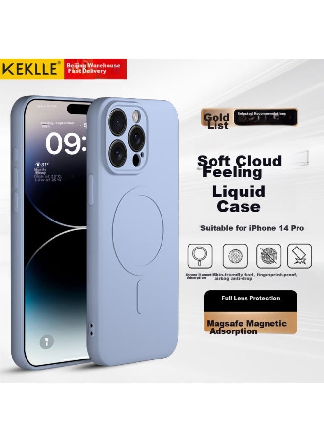 Keklle Iphone 14 Pro Case, Apple 14 Pro Protective Cover, Skin-friendly Liquid Silicone Magnetic Full-coverage Soft Case, Lavender Purple - Image 1