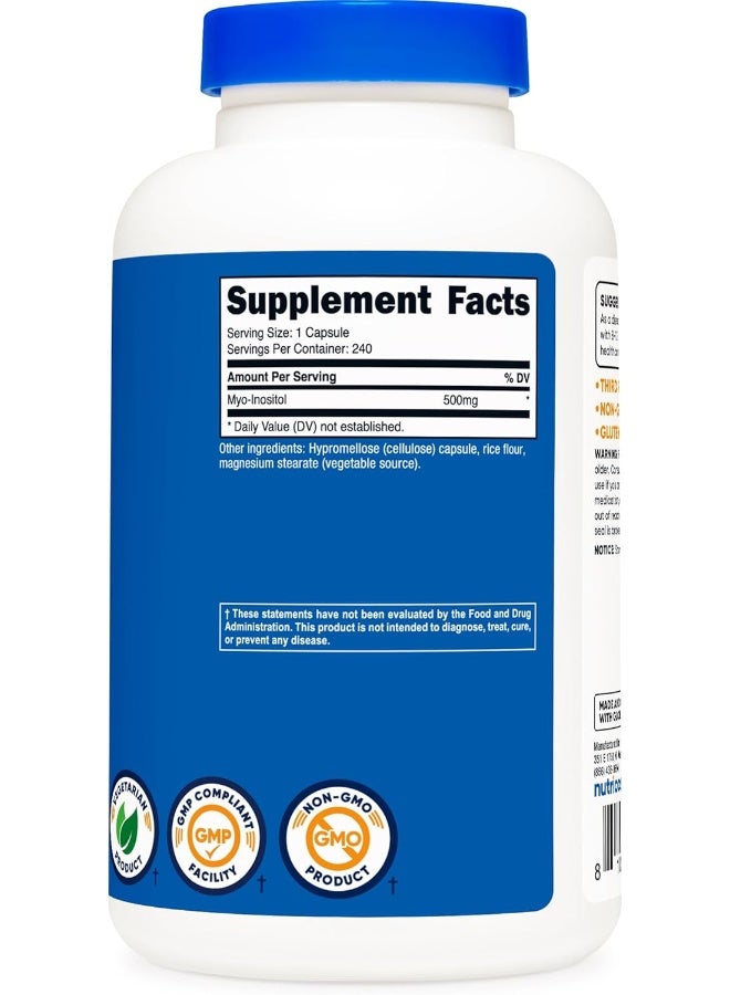 Nutricost Inositol Capsules 500mg, 240 Capsules - Veggie Capsules, Non-GMO, Gluten Free (Myo-Inositol) - Image 5