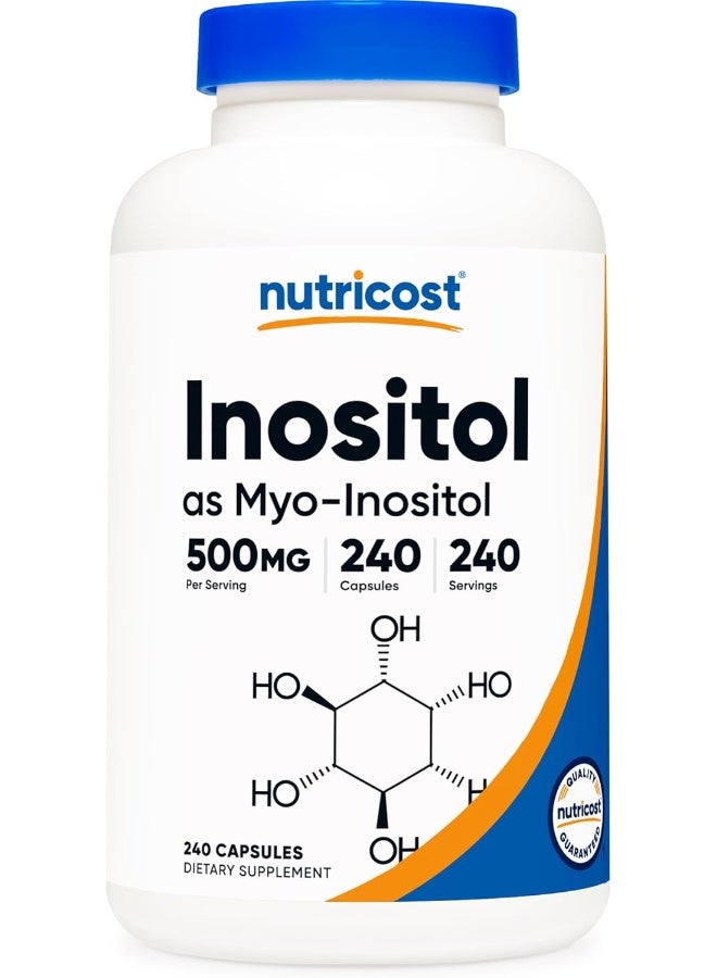 Nutricost Inositol Capsules 500mg, 240 Capsules - Veggie Capsules, Non-GMO, Gluten Free (Myo-Inositol) - Image 1