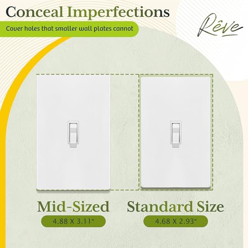 TG MidSize Screwless Toggle Light Switch Cover Child Safe Switch Wall Plate Medium Size 1Gang 488 H x 311 L Polycarbonate Thermoplastic UL Listed SPMT1W5P White 5 Pack - Image 3