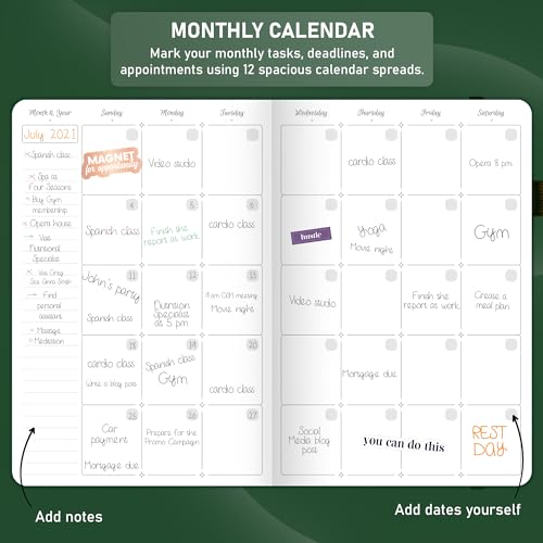 GoGirl Weekly Schedule Planner – Hourly Work & Life Planner with Time Slots – Vertical Agenda Organizer for Daily Productivity, A5 (Forest Green) - Image 4