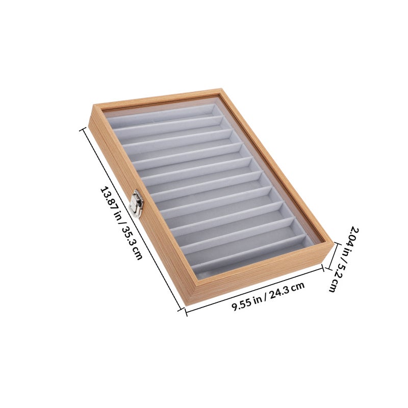 Necklace Organizer Box Tray With Clear Glass Lid Necklace Holder Storage Display Case 10 Grids Jewelry Tray Drawer Insert For Pendant Bracelet - Image 2