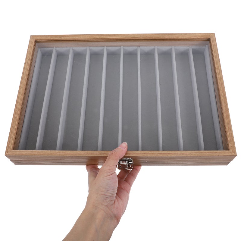 Necklace Organizer Box Tray With Clear Glass Lid Necklace Holder Storage Display Case 10 Grids Jewelry Tray Drawer Insert For Pendant Bracelet - Image 4