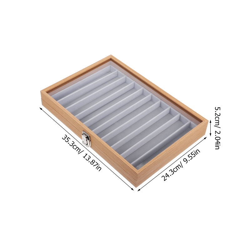 Necklace Organizer Box Tray With Clear Glass Lid Necklace Holder Storage Display Case 10 Grids Jewelry Tray Drawer Insert For Pendant Bracelet - Image 5