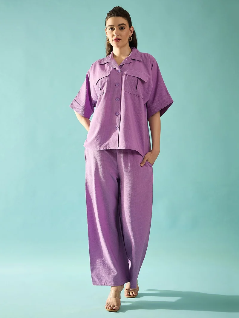 Panit PANIT Seersucker Oversized Loose Fit Shirt with Trouser