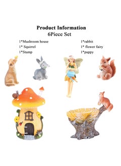 KASTWAVE Miniature Fairy Garden Accessories, 6 Pcs Fairy Outdoor Garden Animals Figurines Outdoor Fairy Wild Garden Accessories Resin Wood Mushroom Miniature Garden for Plant Pots Bonsai Craft Decor  - Image 5