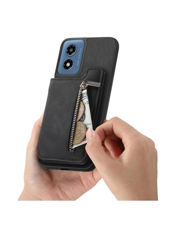 erorex - Case For Motorola Moto G Play 2024 4G Retro MagSafe Zipper Wallet Card Bag Back Phone Case - Image 1