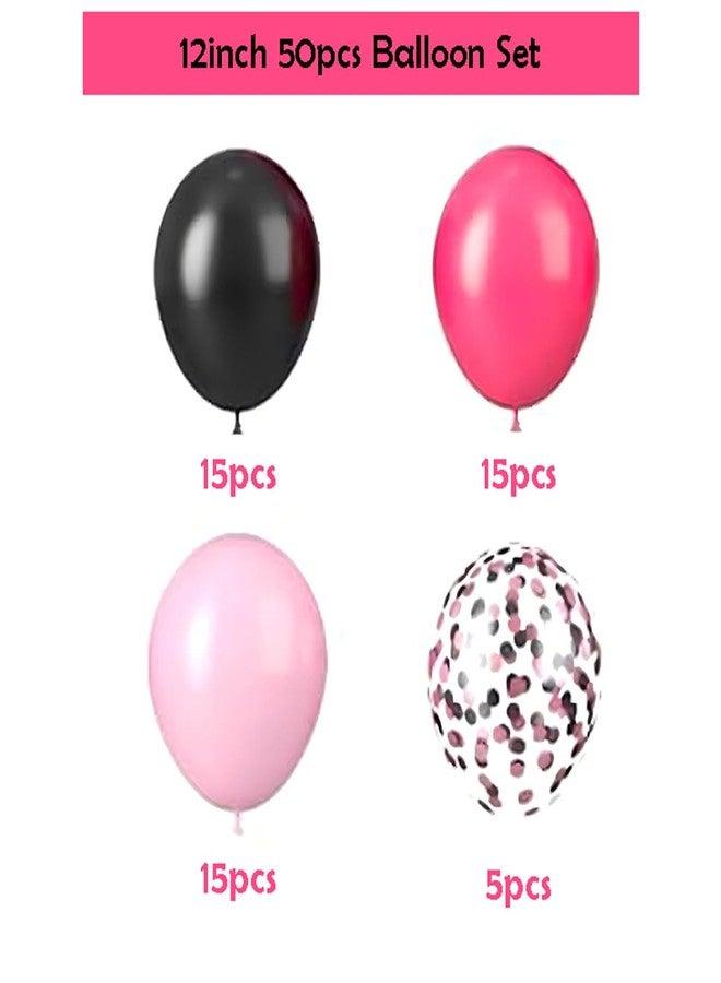 ZOOYOO 50pcs Balloons 12 Inch Hot Pink Black and Glitter Confetti Balloons for Girls & Women Birthday Parties,Wedding,Gothic Theme,Bridal Shower,Halloween Decorations - Image 4