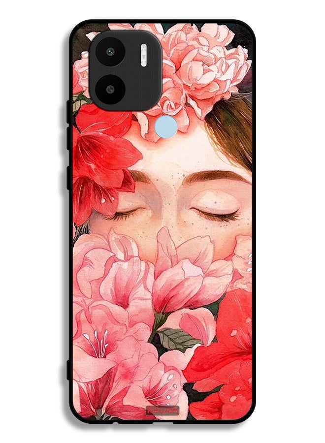 Tolwak Xiaomi Redmi A1 Plus Protective Case Cover Girl Face Hide In Flowers Art - Image 2