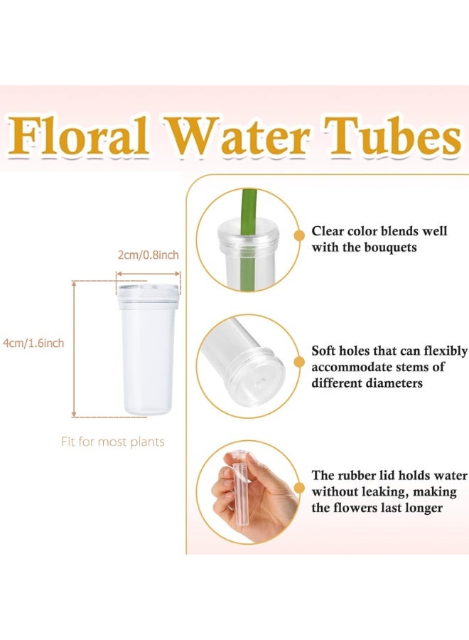 SUNSAR 20 Pcs Clear Floral Water Tubes, Plastic Water Tubes for Flowers, Floral Vials with Caps for Decoration Flower(Short ) - Image 2