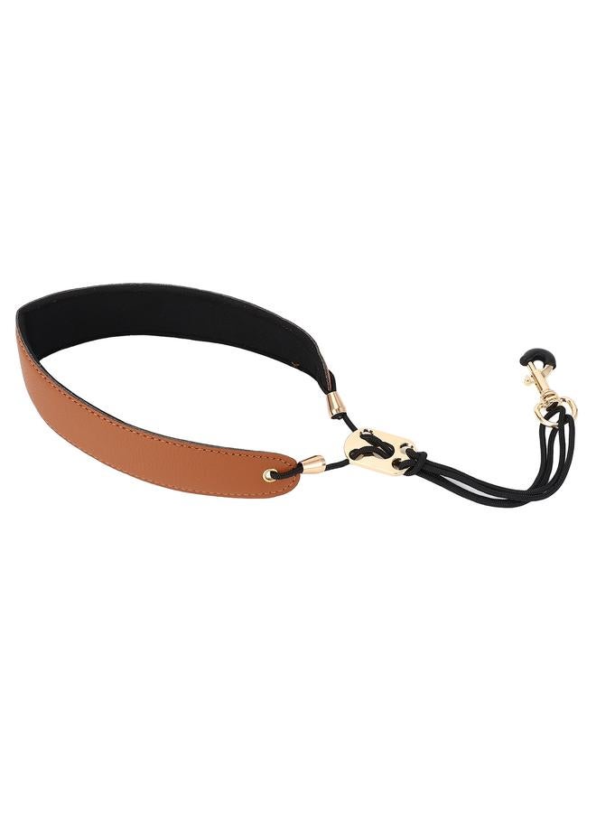 Saxophone Strap Soft PU Leather Nylon Saxophone Hook Strap Adjustable Length Sax Neck Strap for Alto Baritone Tenor Treble Saxophones Brown
