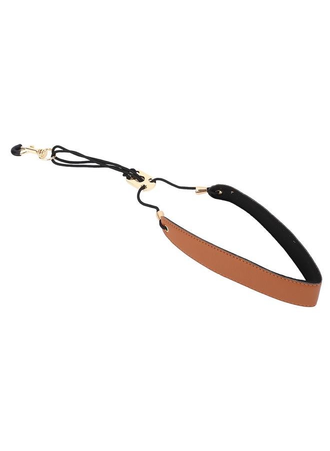 Saxophone Strap Soft PU Leather Nylon Saxophone Hook Strap Adjustable Length Sax Neck Strap for Alto Baritone Tenor Treble Saxophones Brown