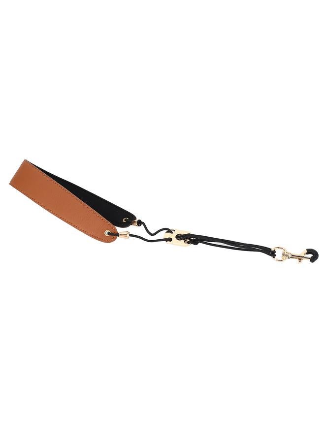 Saxophone Strap Soft PU Leather Nylon Saxophone Hook Strap Adjustable Length Sax Neck Strap for Alto Baritone Tenor Treble Saxophones Brown
