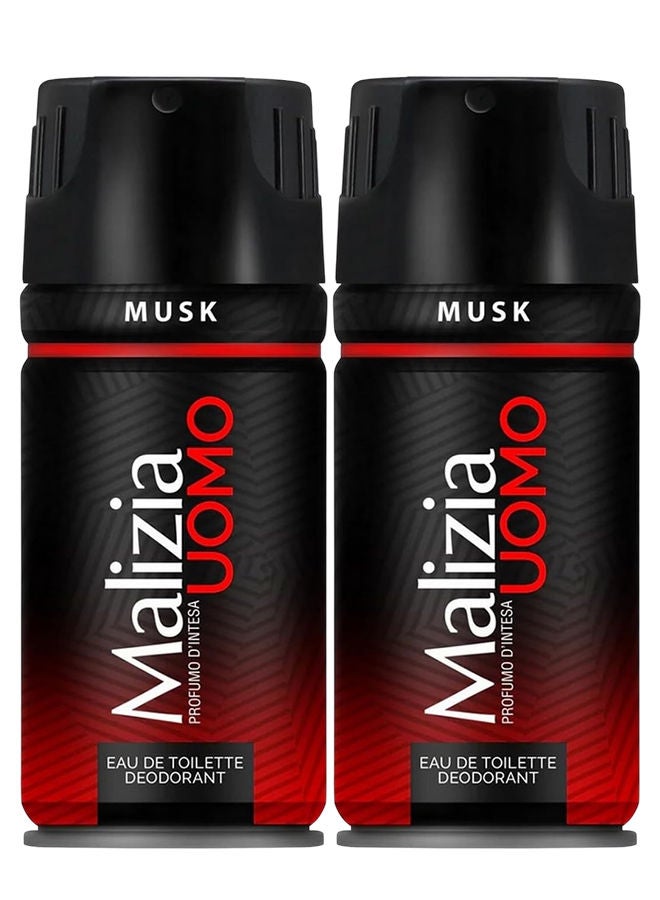 Malizia Uomo Deodorant Musk 2x150ml - Image 1