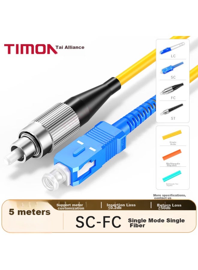 Timon Fiber Optic Patch Cable, Fc-sc Single-mode Single-core, Sc-fc Gigabit And 10 Gigabit Upc Patch Cord, Os2 Low Zero Halogen Lszh Pigtail Fiber Optic Cable, 5 Meters, Tm-gsm - Image 1