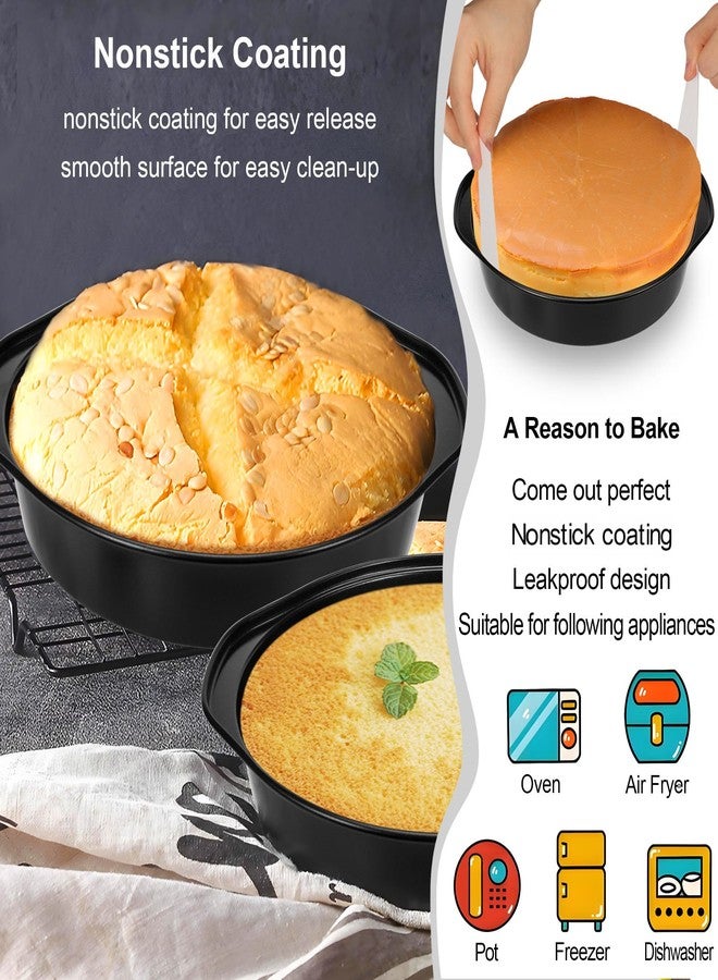 AWTBDP 8 Inch Cake Pan, Nonstick 4 Pack Round Cake Pans with 100PCS Pre-cut Parchment Paper for Birthday Christmas, Durable Circle Cake Pan Sets with Handle for Baking Multi-Layer Cakes, Dishwasher Safe - Image 4