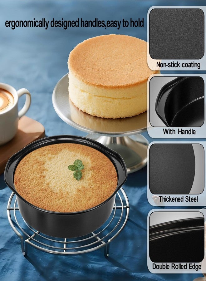 AWTBDP 8 Inch Cake Pan, Nonstick 4 Pack Round Cake Pans with 100PCS Pre-cut Parchment Paper for Birthday Christmas, Durable Circle Cake Pan Sets with Handle for Baking Multi-Layer Cakes, Dishwasher Safe - Image 5