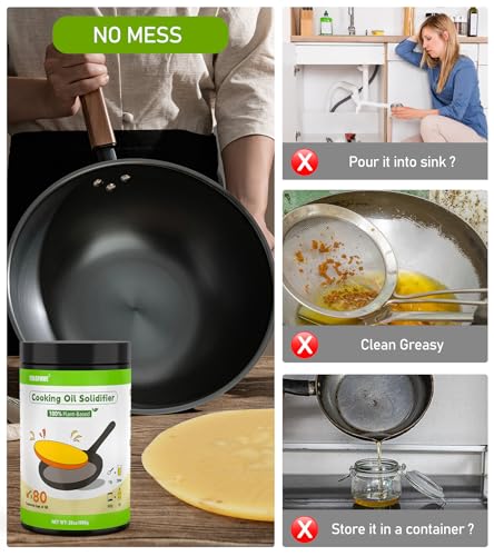YULOFMVE Cooking Oil Solidifier Powder Solidifies Up to 80 Cups from Mess 100 PlantBased Used Oil Solidifying Powder Grease Hardener Disposal for Kitchen - Image 3