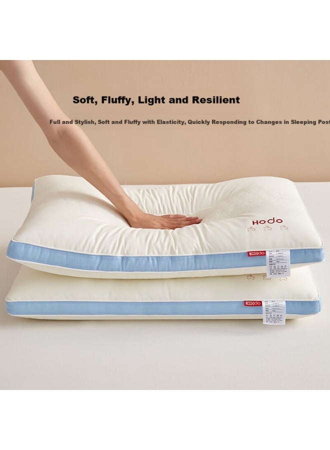 Red Bean Hongdou Cashmere Protein Pillow, Neck Support Pillow, Sleep Aid For Cervical Spondylosis, Deep Sleep Special Pillow Core, 48*74 High Pillow, One Blue - Image 1