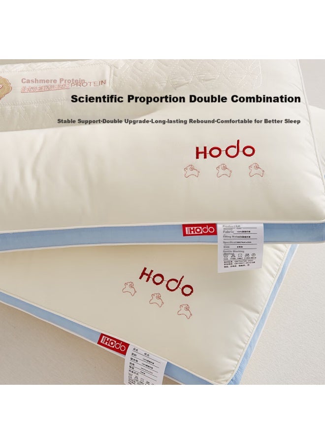Red Bean Hongdou Cashmere Protein Pillow, Neck Support Pillow, Sleep Aid For Cervical Spondylosis, Deep Sleep Special Pillow Core, 48*74 High Pillow, One Blue - Image 2