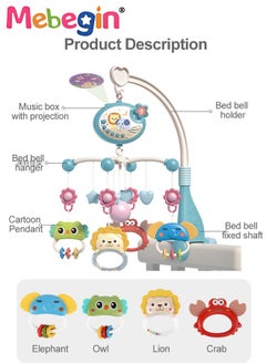 MEBEGIN Musical Baby Crib Mobile Toy with Lights and Music Star Projector Function and Cartoon Rattles Musical Box with 400 Melodies Toy for Newborn Sleep  - Image 3