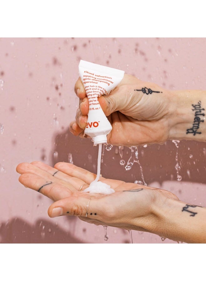 EVO بلسم الشعر الإصلاحي EVO ريتوال سالفايشن - علاج بروتين للشعر التالف والهش، يساعد في تقليل التكسر ويحمي اللون - حجم السفر، 30 مل / 1.01 أونصة سائلة - Image 4
