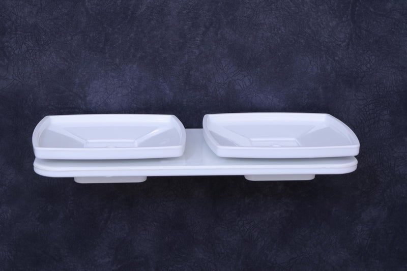 RAYNO Double Soap Dish Soap Stand Bathroom Soap Holder Bathroom Accessories for Home & Office Soap Dish with Screw Wall Mounted (White)