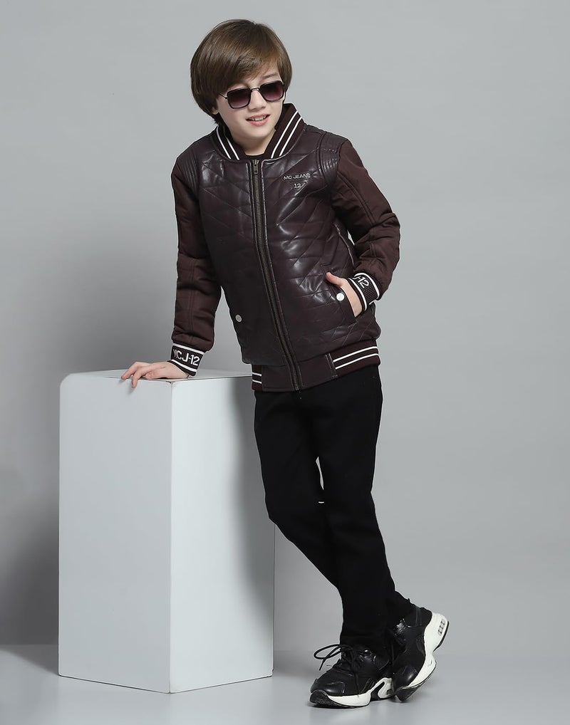 Monte Carlo Boys Solid Wine Band Neck Full Sleeve Jacket - Image 5