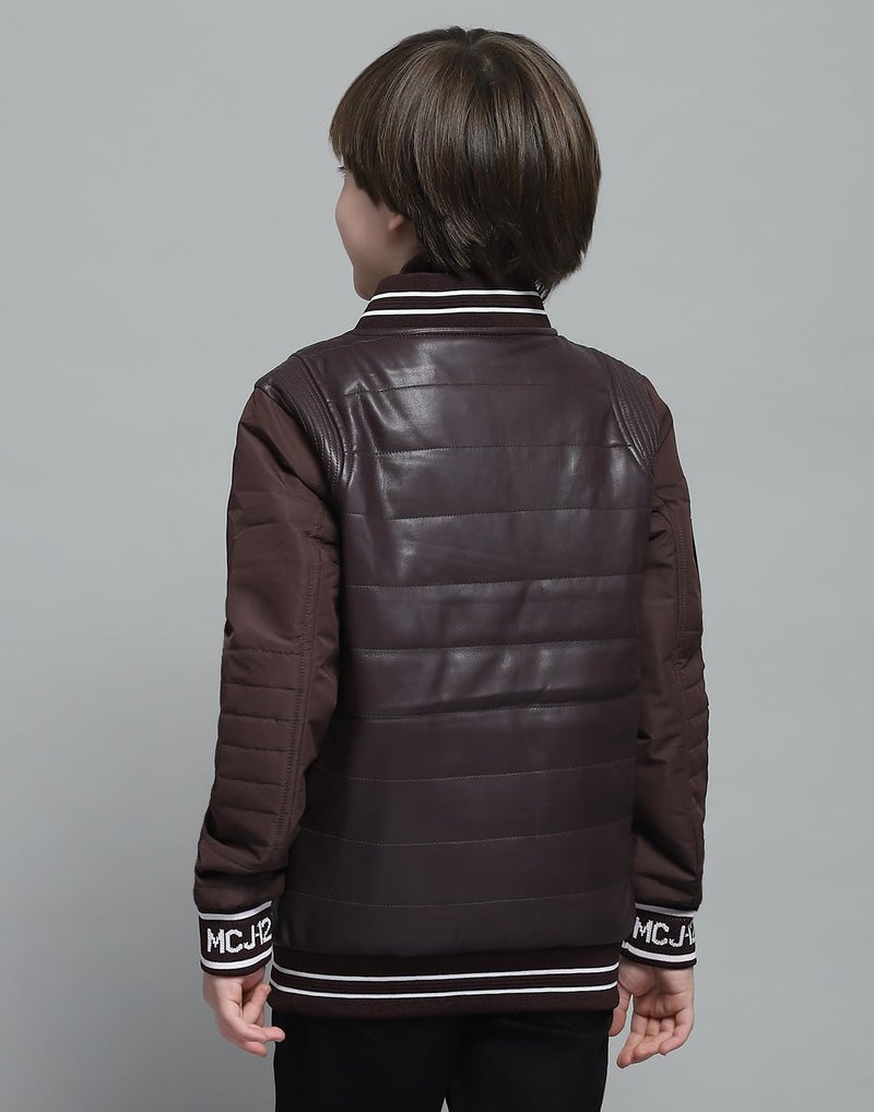 Monte Carlo Boys Solid Wine Band Neck Full Sleeve Jacket - Image 4