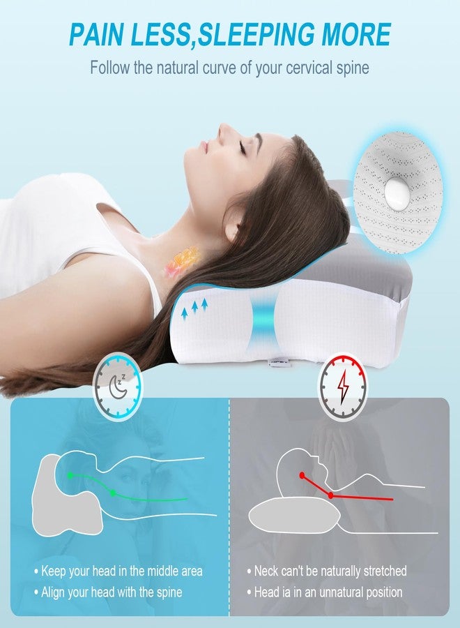 NPET Pain Relief Cooling Pillow for Neck Support,Adjustable Cervical Pillow Cozy Sleeping, Odorless Ergonomic Contour Memory Foam Pillows,Contoured Bed Pillows for Side, Back, and Stomach Sleepers - Image 5