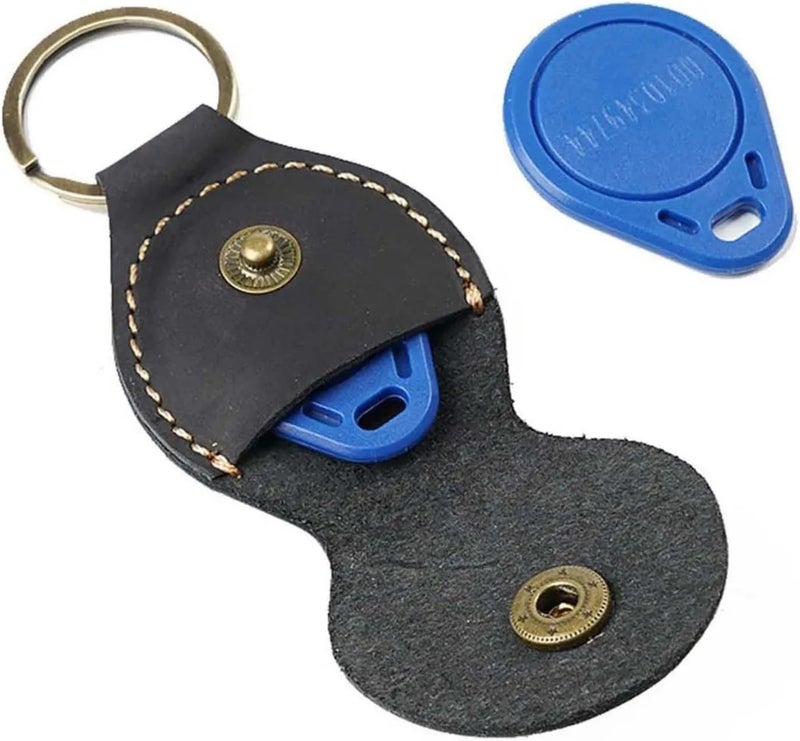 Quarter Holder Keychain 6pcs Genuine Leather Guitar Picks Holder Case with Key Ring, Vintage Guitar Plectrums Organizer Case for Guitar Parts Accessories for Coins Medallions(Brown) - Image 4