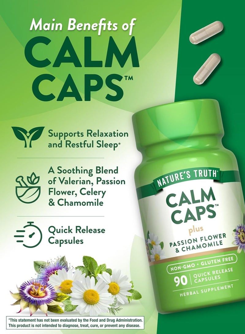 Nature's Truth كالم كابس بلس، زهرة العاطفة والبابونج، 90 كبسولة سريعة الذوبان - Image 4