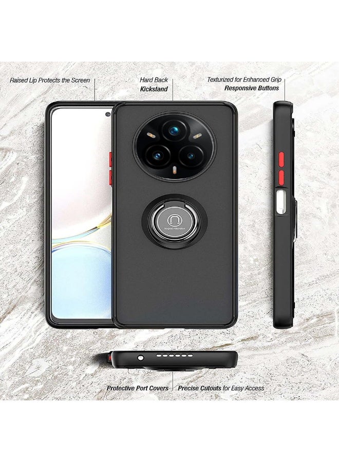 general Case for Realme 14 Pro Plus 5G, Frosted Translucent Hard PC Cover Silicone TPU Bumper Very Thin Shockproof Case with 360 Degree Rotation Ring - Image 4