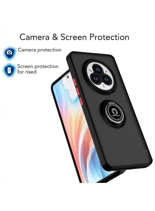general Case for Realme 14 Pro Plus 5G, Frosted Translucent Hard PC Cover Silicone TPU Bumper Very Thin Shockproof Case with 360 Degree Rotation Ring - Image 2
