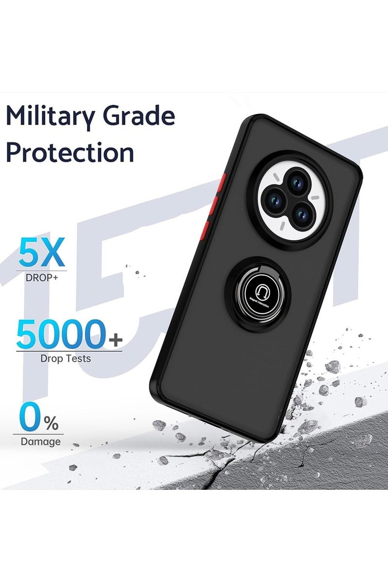 general Case for Realme 14 Pro Plus 5G, Frosted Translucent Hard PC Cover Silicone TPU Bumper Very Thin Shockproof Case with 360 Degree Rotation Ring - Image 3