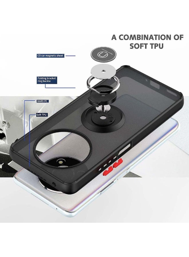 general Case for Realme 14 Pro Plus 5G, Frosted Translucent Hard PC Cover Silicone TPU Bumper Very Thin Shockproof Case with 360 Degree Rotation Ring - Image 5