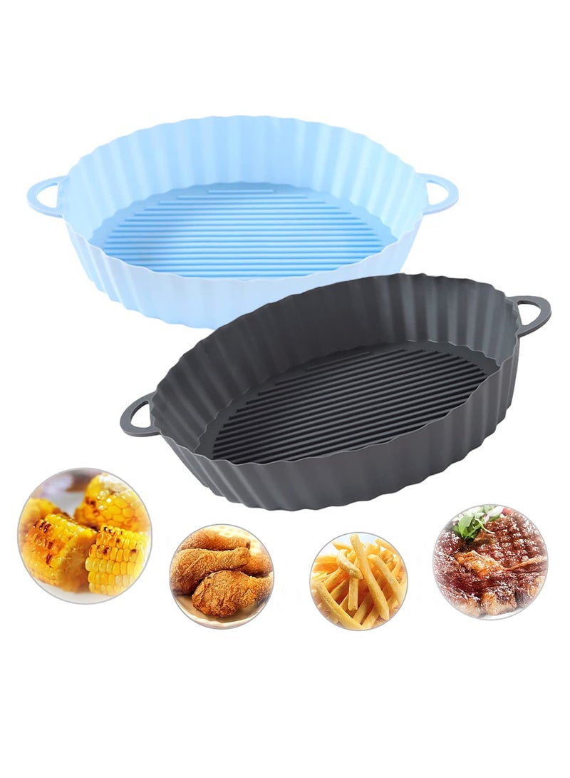 KASTWAVE Air Fryer Silicone Pot, 2Pcs Air Fryer Silicone Liners Round Food Safe Reusable NonStick Easy Cleaning Basket For Oven, Replacement for Parchment Liner Paper - Image 1