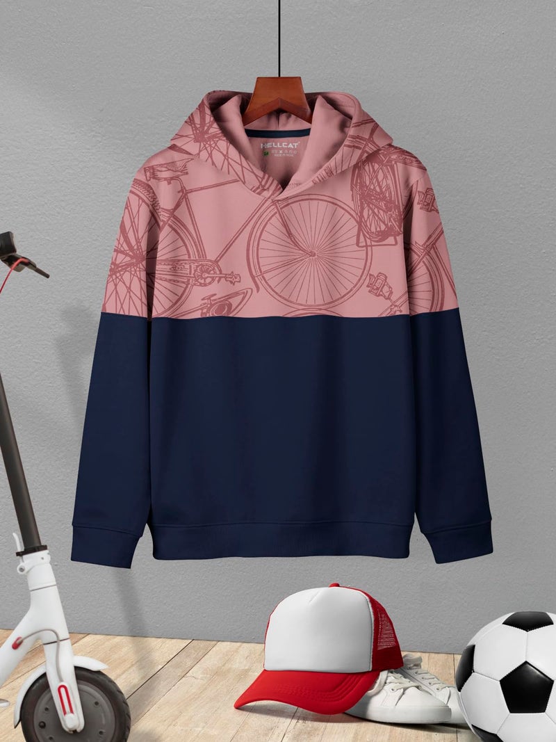 HELLCAT Trendy Printed Cotton Blend Hoodie Sweatshirt for Boys_Taupe_11-12 Years - Image 2