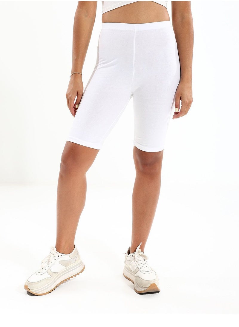 Mesery White Plain Long Short  - Image 1