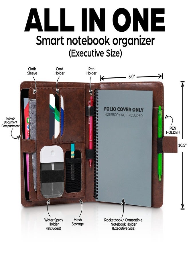 Trailblaze Premium Folio Cover Compatible with Rocketbook Everlast, Wave, Fusion, Panda, Smart Reusable Notebook - Executive Size A5 Portfolio Organizer Multiple Pockets & Sections Fits 6 x 8.8" Smart Notebook - Image 5
